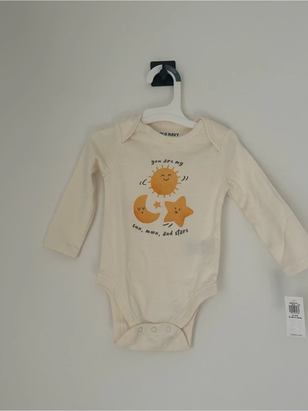 Old Navy Cream Long-Sleeve Baby One-Piece with Sun, Moon & Stars Graphic